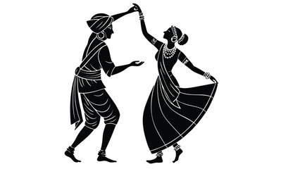 Traditional Indian dancers in elegant pose with cultural attire