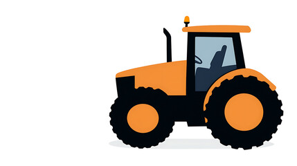 Fototapeta premium Vibrant orange and black tractor, ready for the field. Symbol of agriculture and modern farming. Essential equipment for planting and harvesting crops on farms.