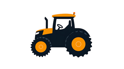 Obraz premium Vector art of a tractor with big tires and orange and black colors. Agricultural equipment. It is used for plowing and harvesting crops on a farm, it looks so fun!