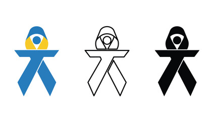 Modern logo designs with abstract human figure and ribbon