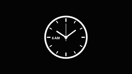 Simple White Clock Face Showing Six AM.