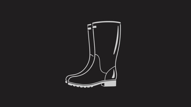Simple White Line Drawing of Rain Boot.