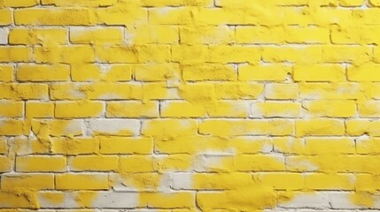 A textured yellow brick wall with a few white patches, creating a vibrant and lively backdrop.
