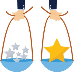 quality vs quantity concept illustration, the balance for successes, management to assure excellent work outcome working attitude to deliver superior result concept illustration with flat style

