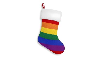 Rainbow Christmas Stocking Isolated on White