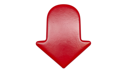 3D red arrow symbol isolated on white background as a creative design icon for business concepts or Valentine's Day heart and puzzle piece illustrations