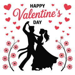 Fototapeta premium Happy Valentines Day Dancing Couple Silhouette