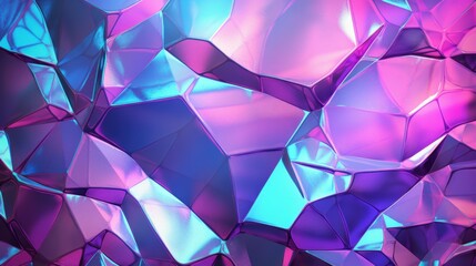 A vibrant, abstract image showcasing a multifaceted surface with shades of pink and blue, reflecting light in a dynamic manner.