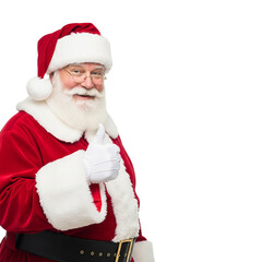 Santa Claus in his red and white suit, smiling for the camera.