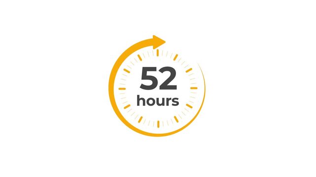 Clock 52 hours icon, isolated on transparent background with alpha channel Clock , timer time passage waiting time animation (4K) , 52 hours