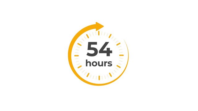 Clock 54 hours icon, isolated on transparent background with alpha channel Clock , timer time passage waiting time animation (4K) , 54 hours