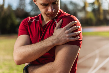 Athlete man Having Arm Injury