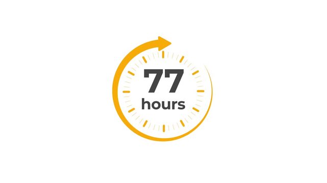 Clock 77 hours icon, isolated on transparent background with alpha channel Clock , timer time passage waiting time animation (4K) , 77 hours