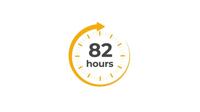 Clock 82 hours icon, isolated on transparent background with alpha channel Clock , timer time passage waiting time animation (4K) , 82 hours