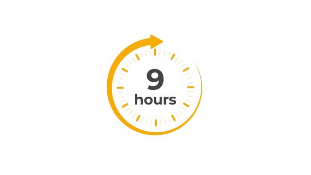 Clock 9 hours icon, isolated on transparent background with alpha channel Clock , timer time passage waiting time animation (4K) , 9 hours