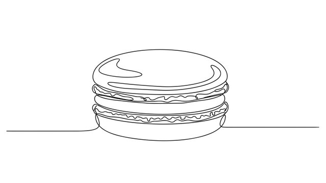 Outline drawing of a macaroon dessert on a simple background  