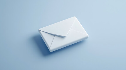 Email notification on blue background. A clean, minimalist design of a message in a digital space. Symbolizes communication and receiving a new email or message. 3D rendering.