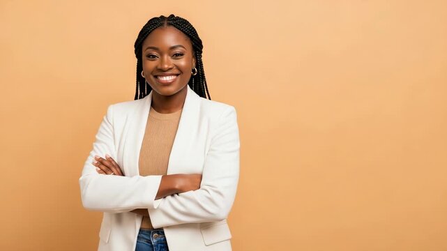 Confident businesswoman standing with arms crossed