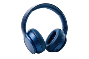 Dark blue over ear headphones isolated on transparent background