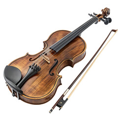 wood violin ,isolated on transparent background png