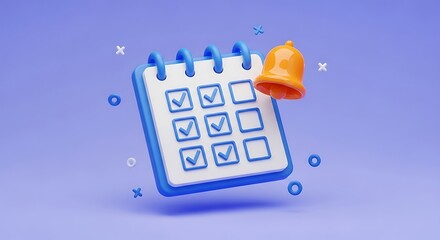Calendar with check marks and notification bell icon