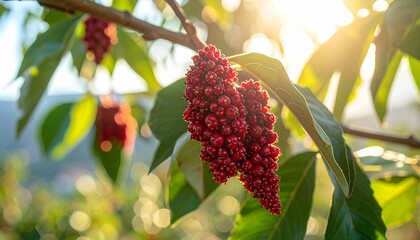 Exotic Spice Markets  - Sumac Berries Red in Lebanese Bekaa Valley Summer Stall