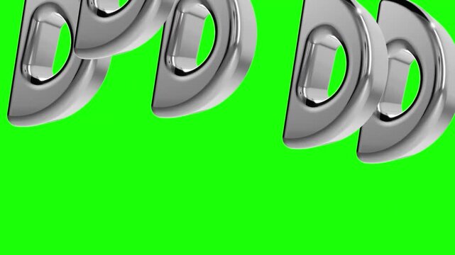 3d metallic letter d on green screen video
