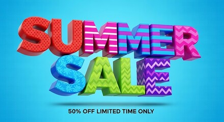 Colorful 3D Summer Sale promotional text
