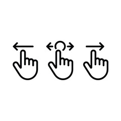 Fototapeta premium Three hand gestures indicating swipe left swipe and swipe right actions