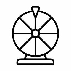Line icon of a spinning wheel with pointer &mdash; prize wheel, black on white, square minimalist style
