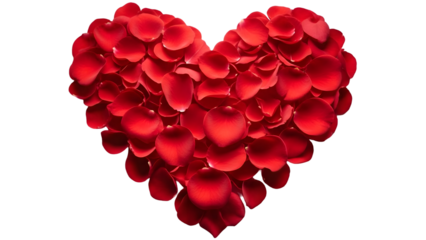Heart shape made of red roses isolated on transparent background