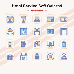 Hotel Service Soft Colored Icons