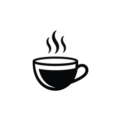 Obraz premium A simple black and white illustration of a steaming cup of coffee