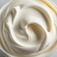 Creamy white yogurt in macro. Sweet dessert texture. Vanilla yogurt 