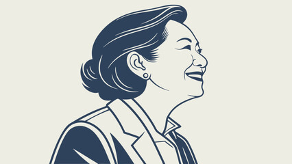 Portrait of a smiling woman retro style illustration.