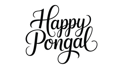 Happy Pongal elegant calligraphy typography design with decorative hand lettering isolated on white background for south indian harvest festival © Zavivec