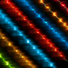 Abstract Vibrant Ribbed Glass Texture with Colorful Gradient Wave Lines and Striped Pattern