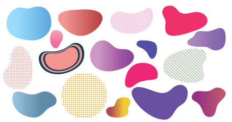 Set of colorful abstract Organic Blob, irregular Shapes isolated on white background