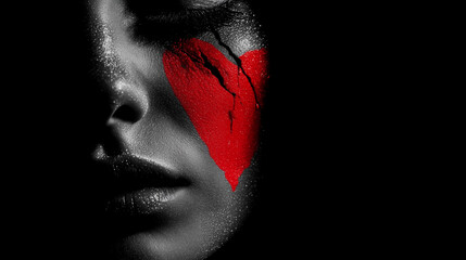 Woman After Divorce with Broken Heart Concept, Emotional Pain and Loss
