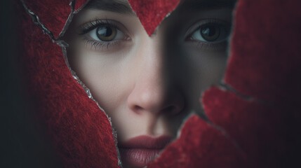 Woman After Divorce with Broken Heart Concept, Emotional Pain and Loss
