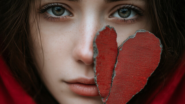 Woman After Divorce with Broken Heart Concept, Emotional Pain and Loss
