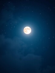 Fototapeta premium Soft moonlit sky, stars twinkling gently, evoking a dreamy, ethereal wonder and awe, serene, celestial