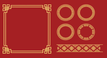 Chinese Gold Frame and Circular Border Ornaments © Ayu