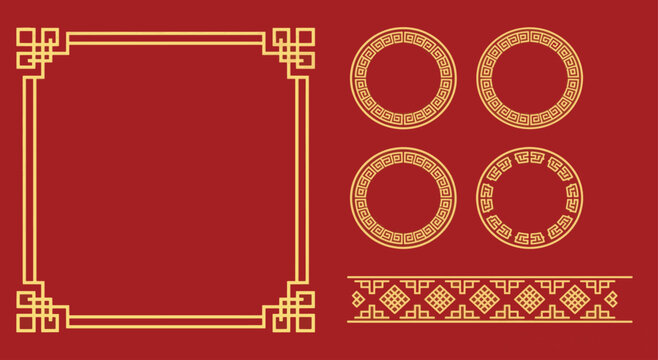 Chinese Gold Frame and Circular Border Ornaments