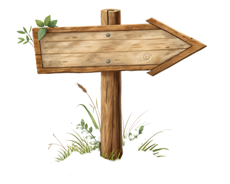 rustic wooden arrow signs ,isolated on transparent background png - Powered by Adobe