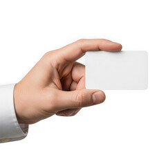 Obraz premium Hand holding card isolated on transparent background