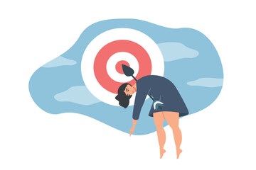 vector illustration on the theme of burnout, fatigue, and disappointment in achieving a goal