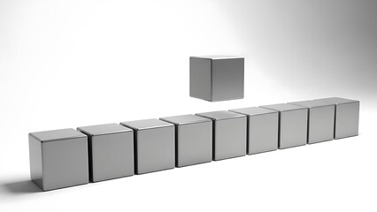 A collection of metallic cubes arranged on surface