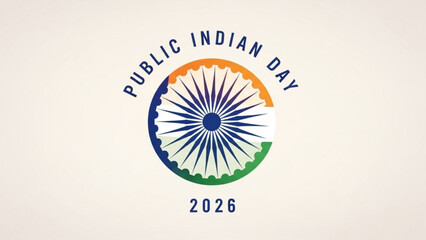 Public indian day 2026 celebration logo with ashoka chakra symbol on beige background