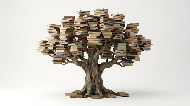 Tree of Knowledge Made of Books Creative Concept of Education and Learning